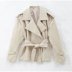 Senhora cor sólida rendas até jaqueta elegante chique manga comprida lapela botão solto casaco outono estilo rua nova jaqueta outerwear 2025