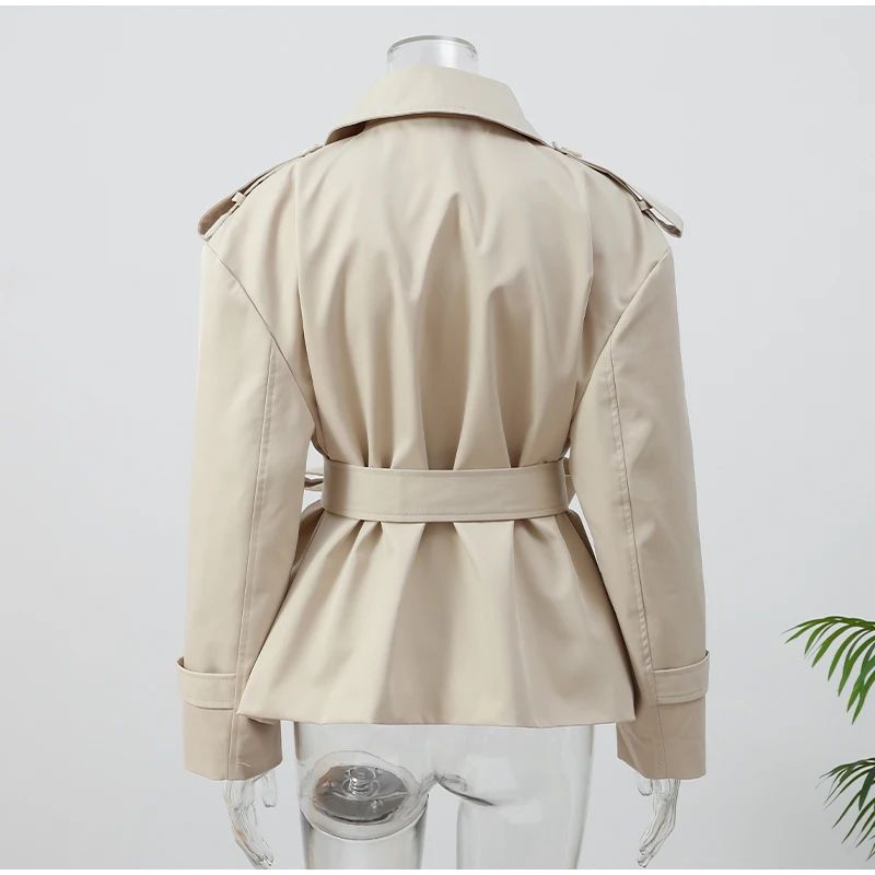 Senhora cor sólida rendas até jaqueta elegante chique manga comprida lapela botão solto casaco outono estilo rua nova jaqueta outerwear 2025