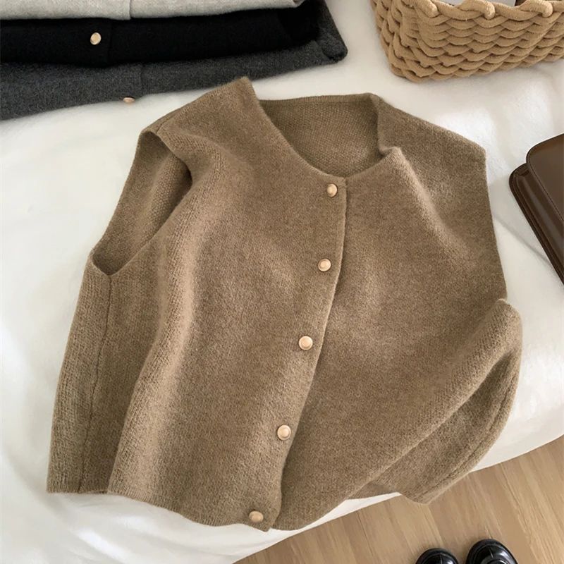Sienna Gold-Button Knit Vest