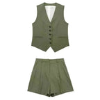 Piper Slim V-Neck Vest & Pleated Shorts Set