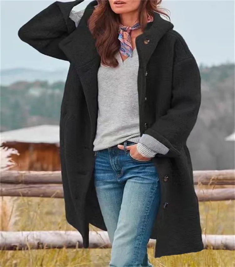 Colette Hooded Wool Cardigan Coat