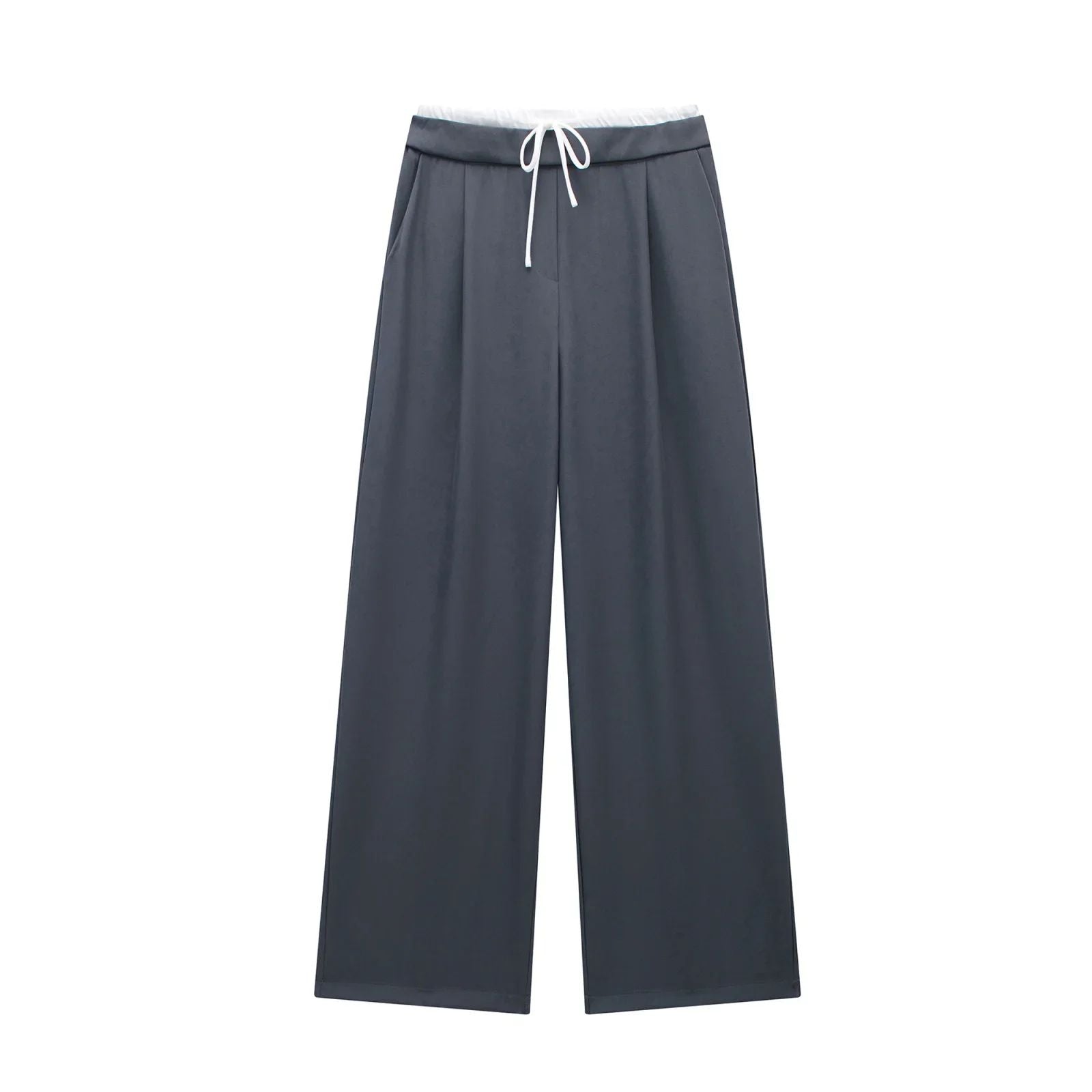 Hxao Pleated Wide-Leg Lace-Up Trousers