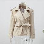 Senhora cor sólida rendas até jaqueta elegante chique manga comprida lapela botão solto casaco outono estilo rua nova jaqueta outerwear 2025