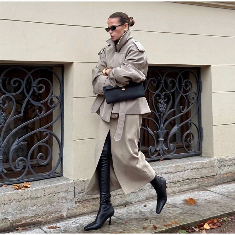 Senhora cor sólida rendas até jaqueta elegante chique manga comprida lapela botão solto casaco outono estilo rua nova jaqueta outerwear 2025