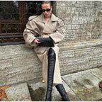 Senhora cor sólida rendas até jaqueta elegante chique manga comprida lapela botão solto casaco outono estilo rua nova jaqueta outerwear 2025