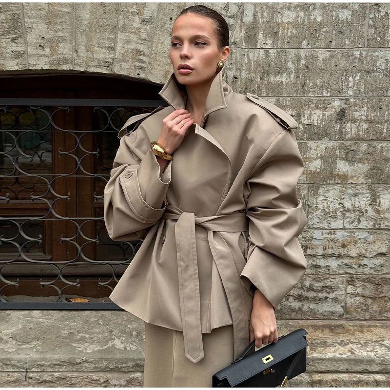 Senhora cor sólida rendas até jaqueta elegante chique manga comprida lapela botão solto casaco outono estilo rua nova jaqueta outerwear 2025