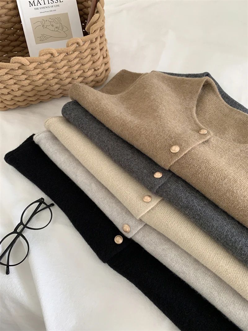 Sienna Gold-Button Knit Vest