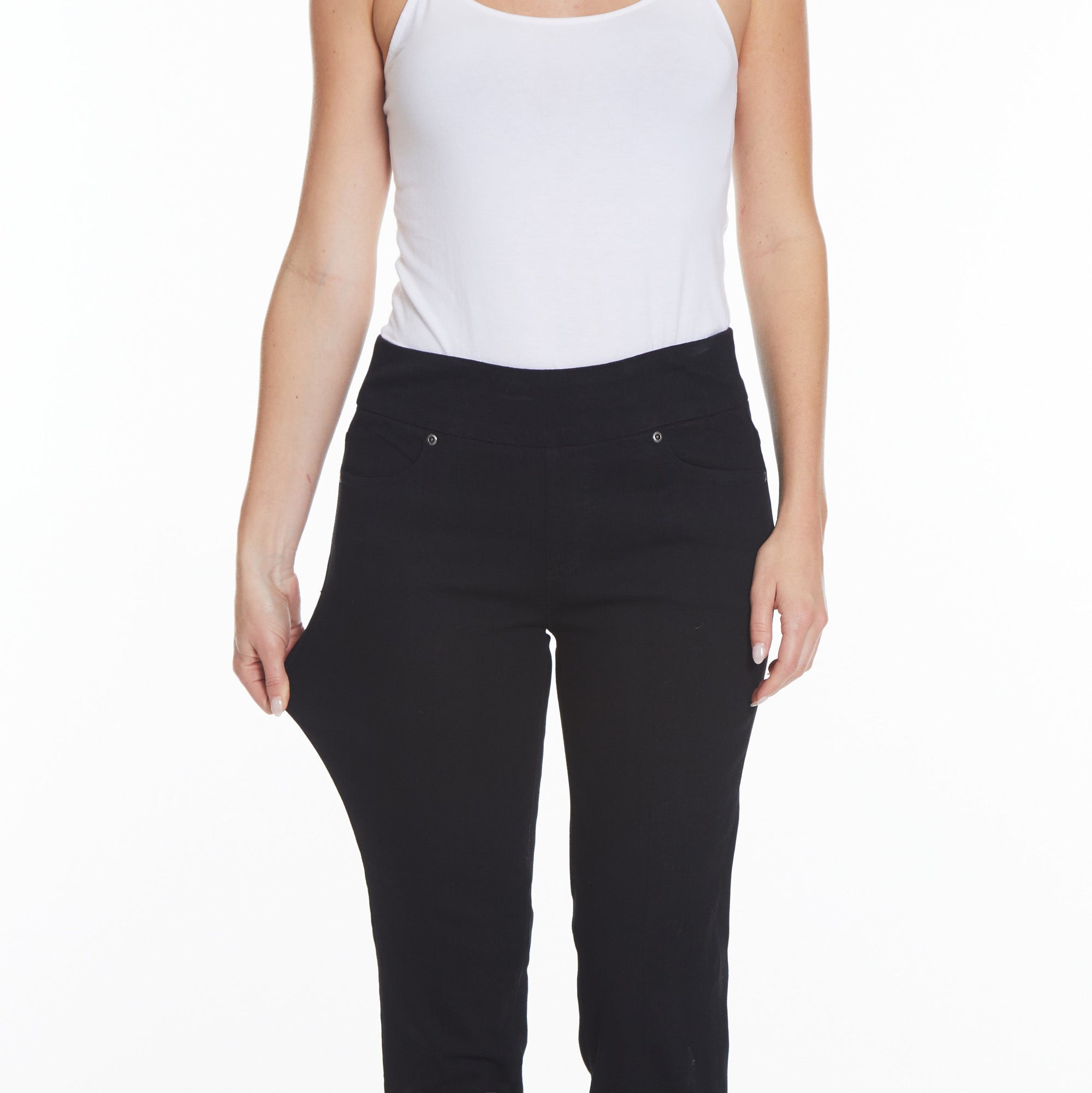 Pull-On Ankle Jean with Pockets - Black Denim