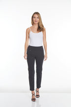 Wide Band Elastic Waist Ankle Pants - Intense Gray