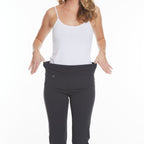 Wide Band Elastic Waist Ankle Pants - Intense Gray