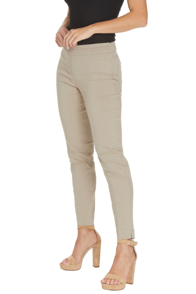 Pull-On Stone Color Ankle Pants