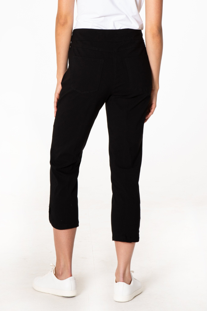 Dolphin Hem Black Crop Pants