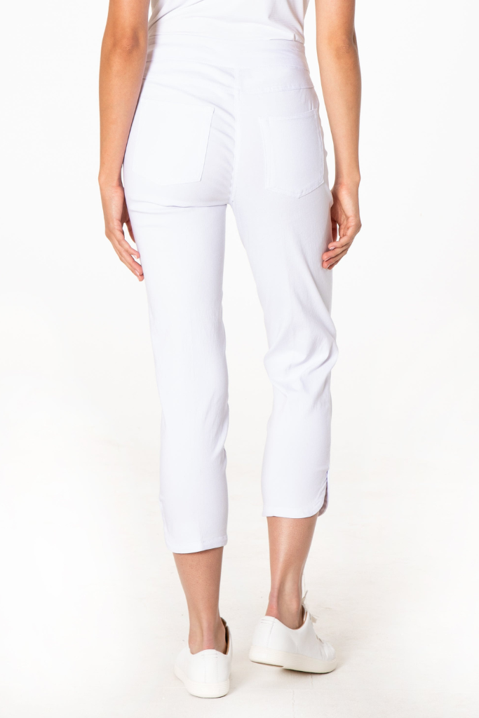 Dolphin Hem White Crop Pants