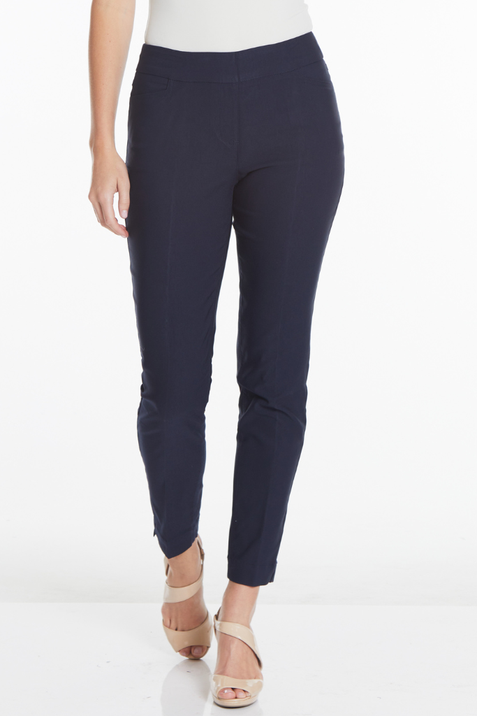 Petite Solid Fine Line Twill Ankle Pant - Midnight Blue