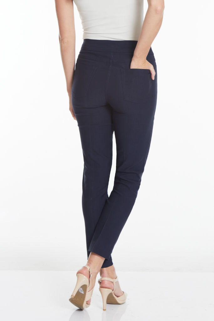 Petite Solid Fine Line Twill Ankle Pant - Midnight Blue