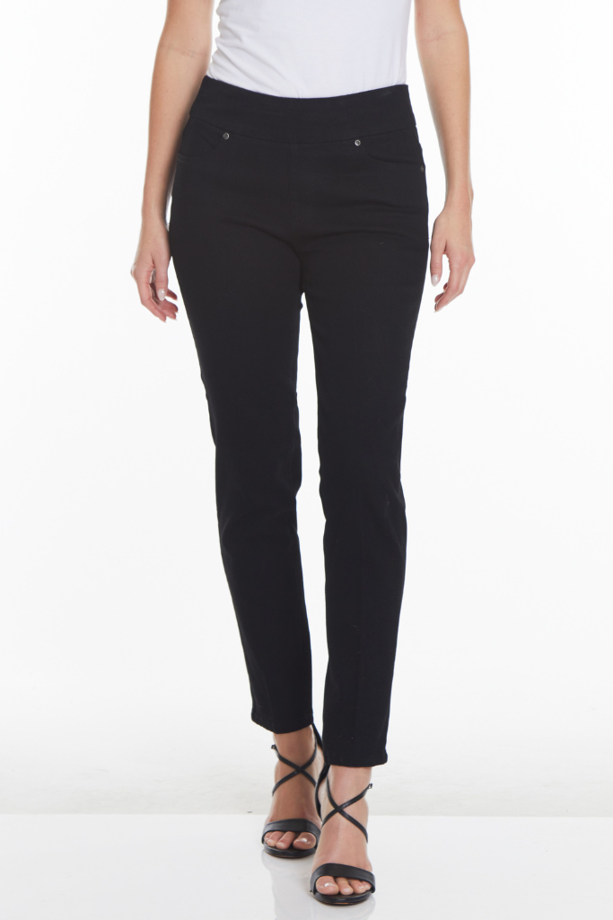 Pull-On Ankle Jean with Pockets - Black Denim