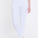 Plus Size Solid Fine Line Twill Ankle Pant - White