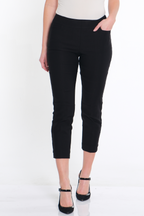 Plus Size Pull-On Crop Pant With Real Front & Back Pockets - Black