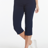 Pull-On Midnight Blue Capri Pants With Pockets