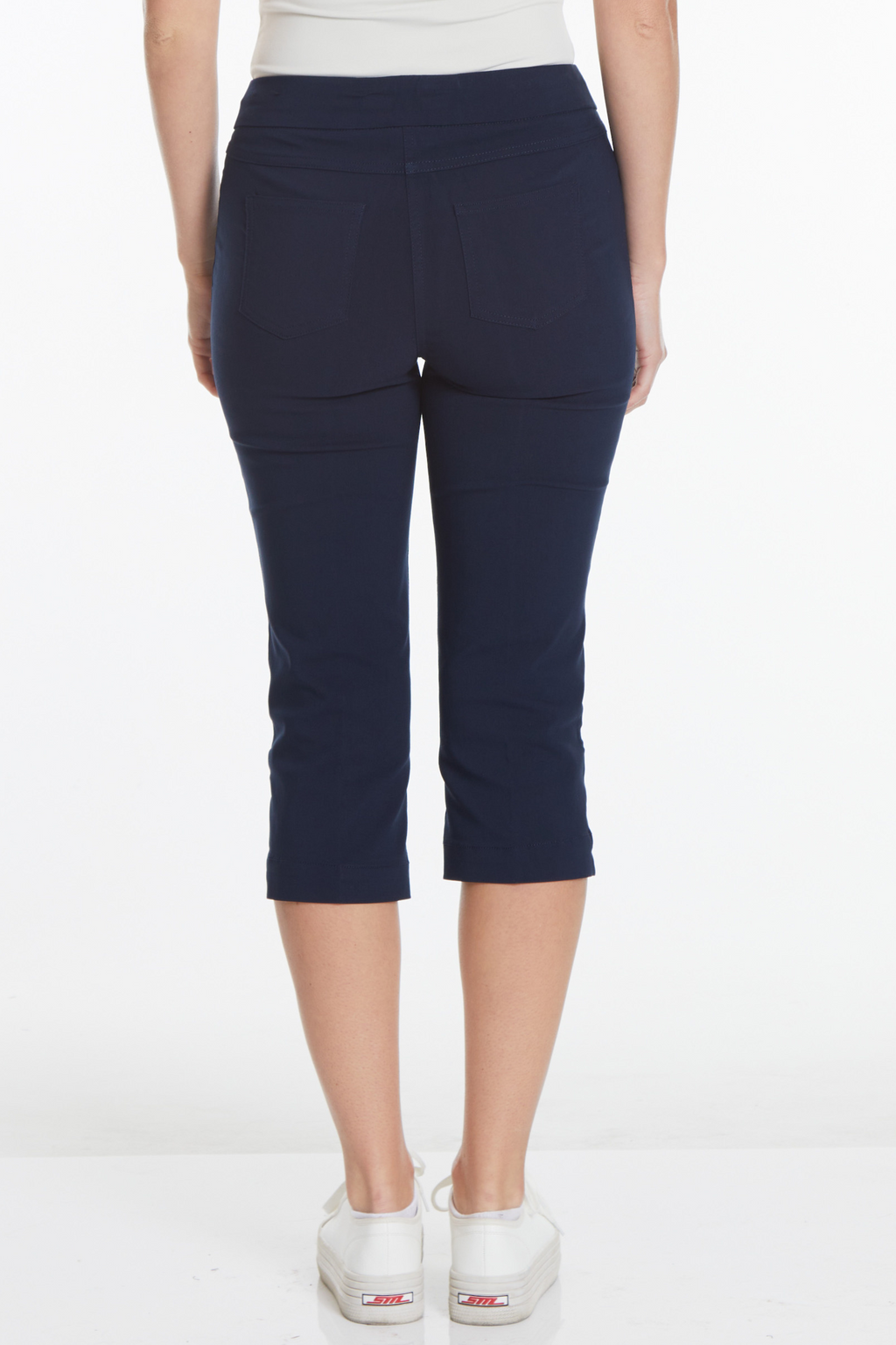 Pull-On Midnight Blue Capri Pants With Pockets