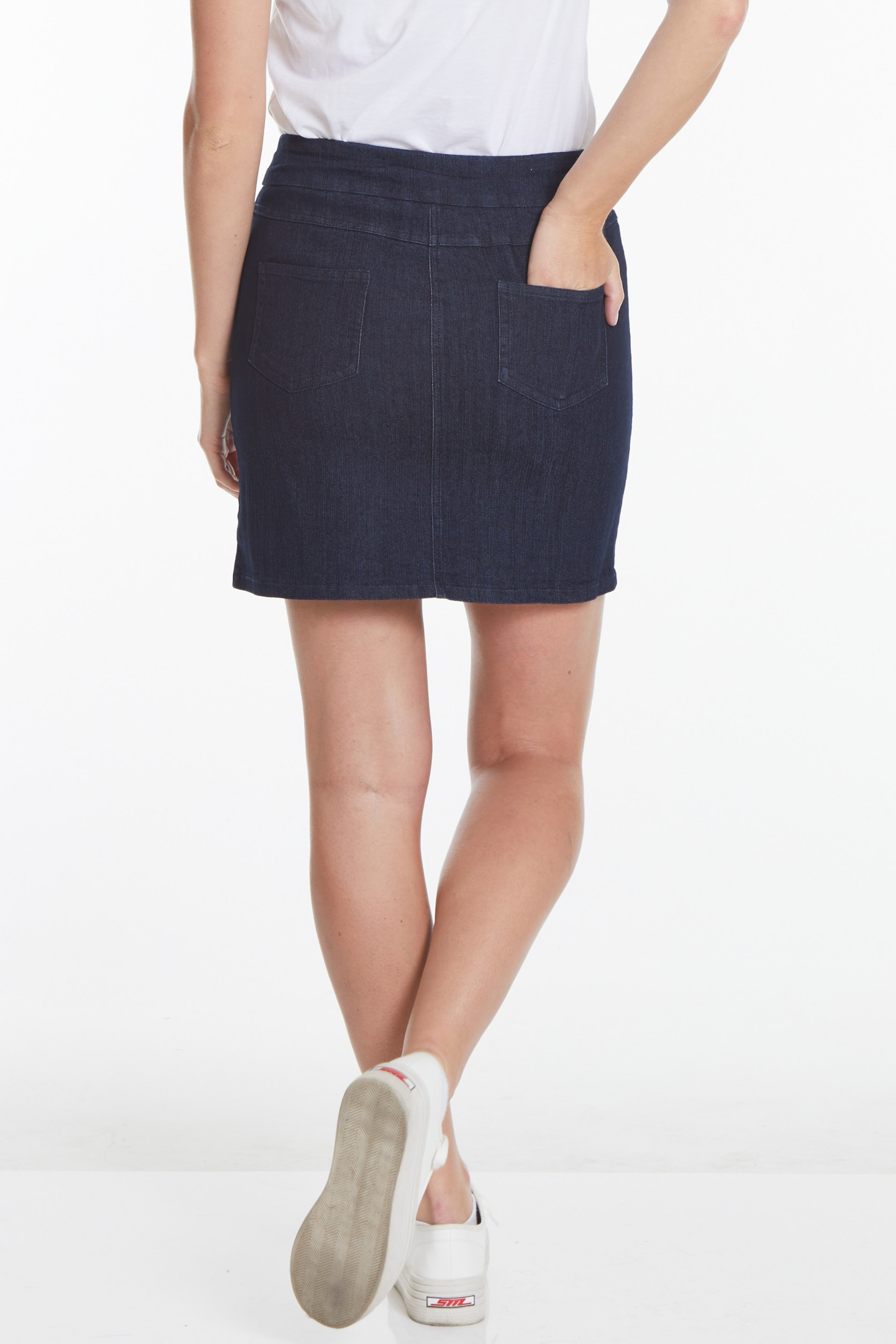 Pull On Denim Skort With Pockets