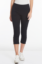 Petite Crop Pant with Real Pockets & Strap Hem Vents - Black