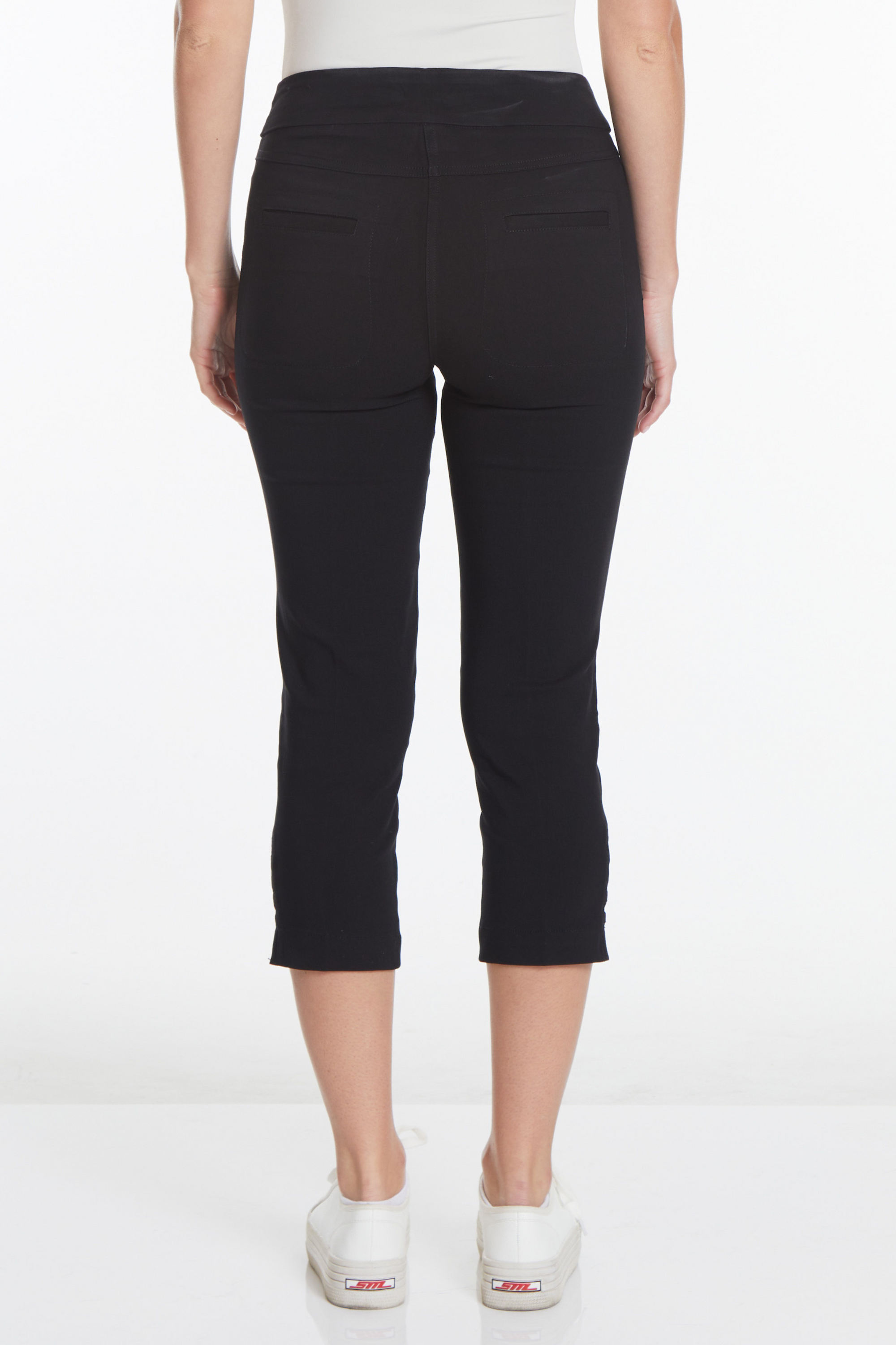 Crop Pant with Real Pockets & Strap Hem Vents - Black