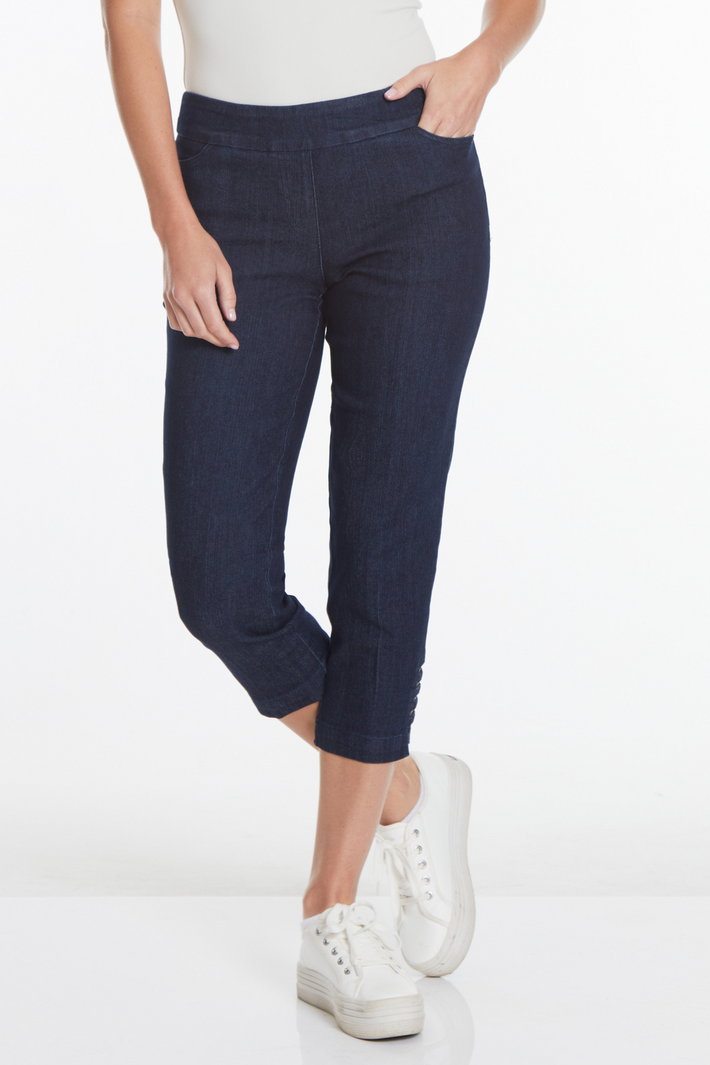Crop Jean with Real Pockets & Strap Hem Vents - Denim