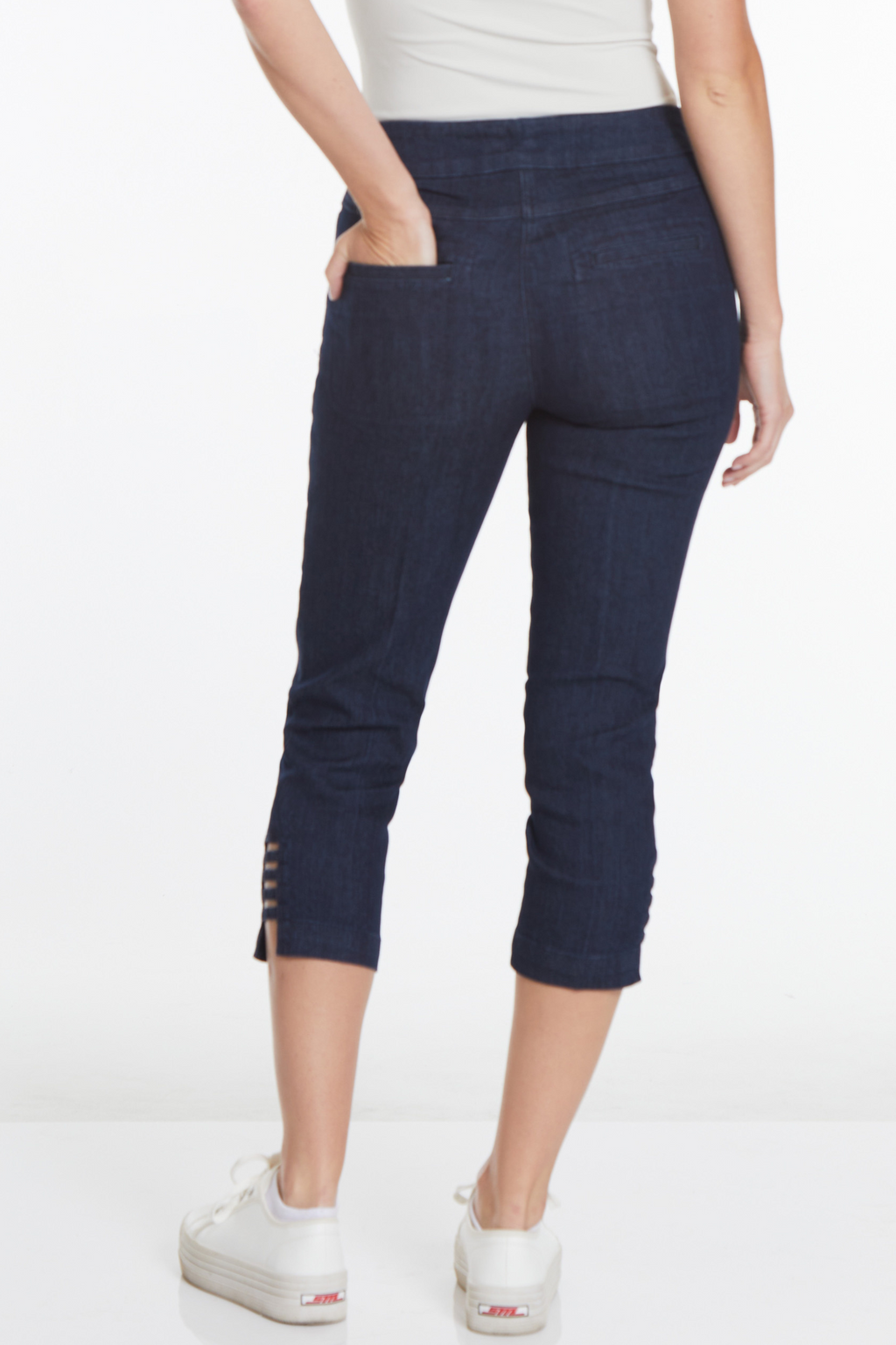 Petite Crop Jean with Real Pockets & Strap Hem Vents - Denim