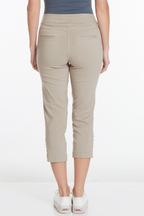 Petite Crop Pant With Real Pockets & Strap Hem Vents - Stone