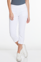 Petite White Crop Pants with Pockets and Strap Hem Vents