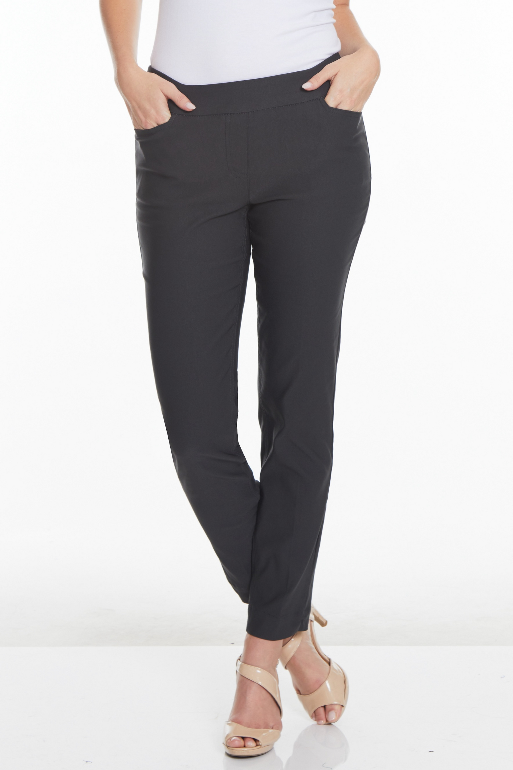 Solid Fine Line Twill Ankle Pant - Intense Gray