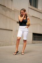 White Pull On Walking Shorts With Pockets