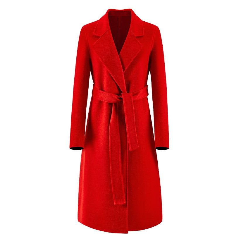 Casaco Feminino CAIXINGLE de Lã 100% com Cinto, Elegante e Moderno, em Lã e Caxemira, Estilo Aberto