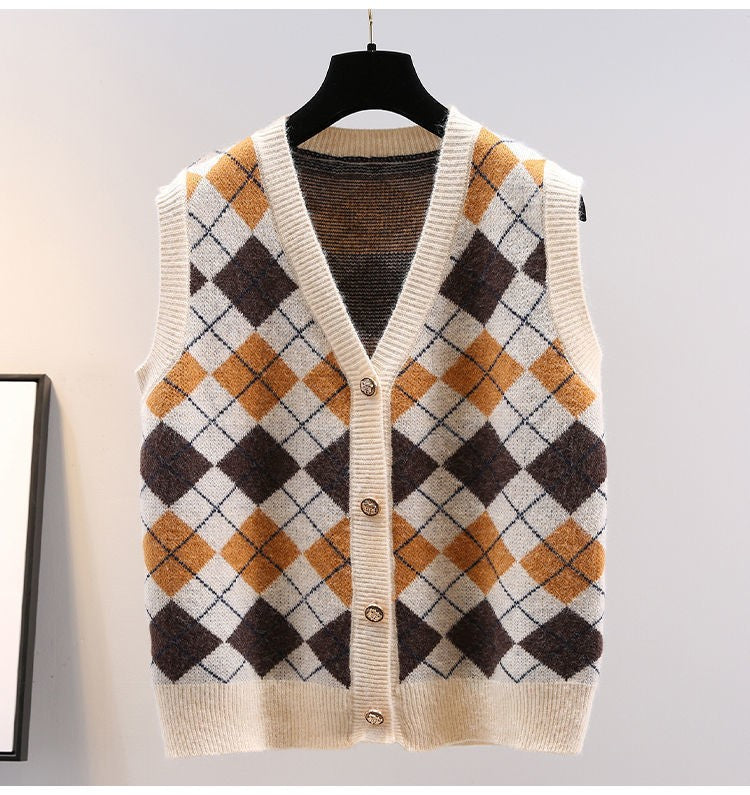 Harper Vintage Argyle Knit Vest