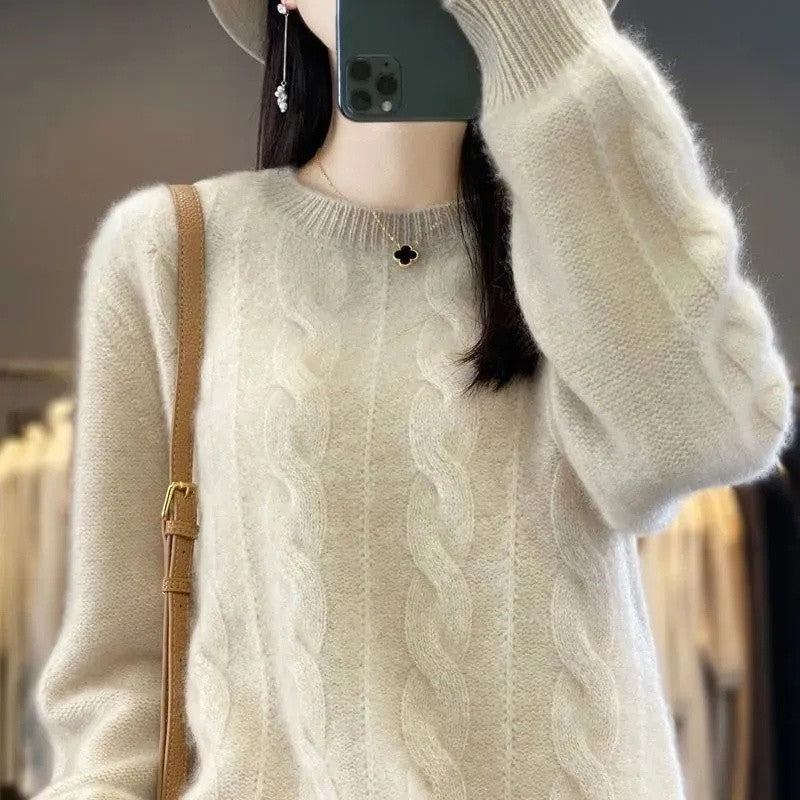 Feminino 100% lã merino camisola o pescoço manga longa cashmere malhas pulôver aliselect moda outono inverno roupas topos