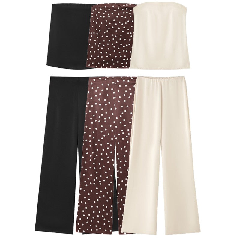 Reina Satin Tube Top & Wide-Leg Pants Set