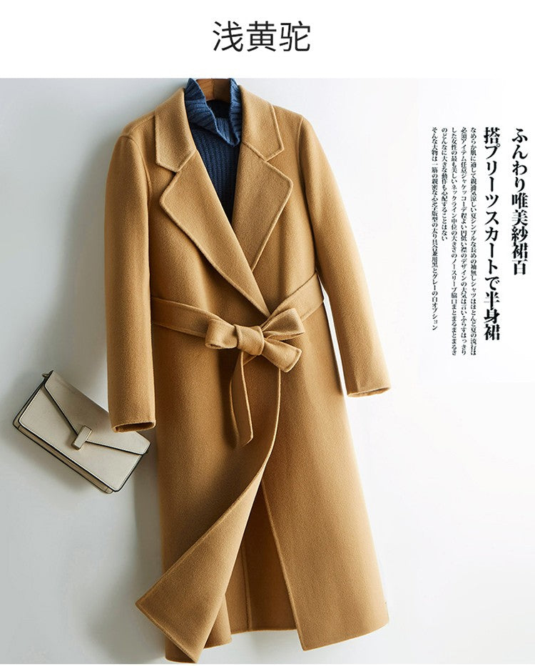 Casaco Feminino CAIXINGLE de Lã 100% com Cinto, Elegante e Moderno, em Lã e Caxemira, Estilo Aberto