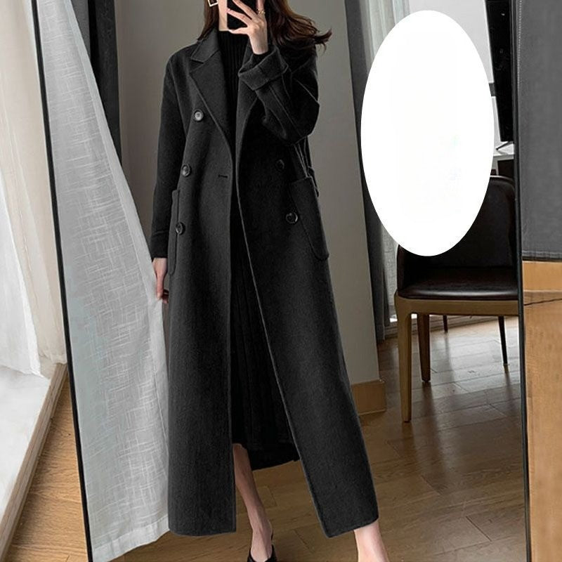 Odette Belted Navy Wool Trench Coat