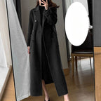 Odette Belted Navy Wool Trench Coat