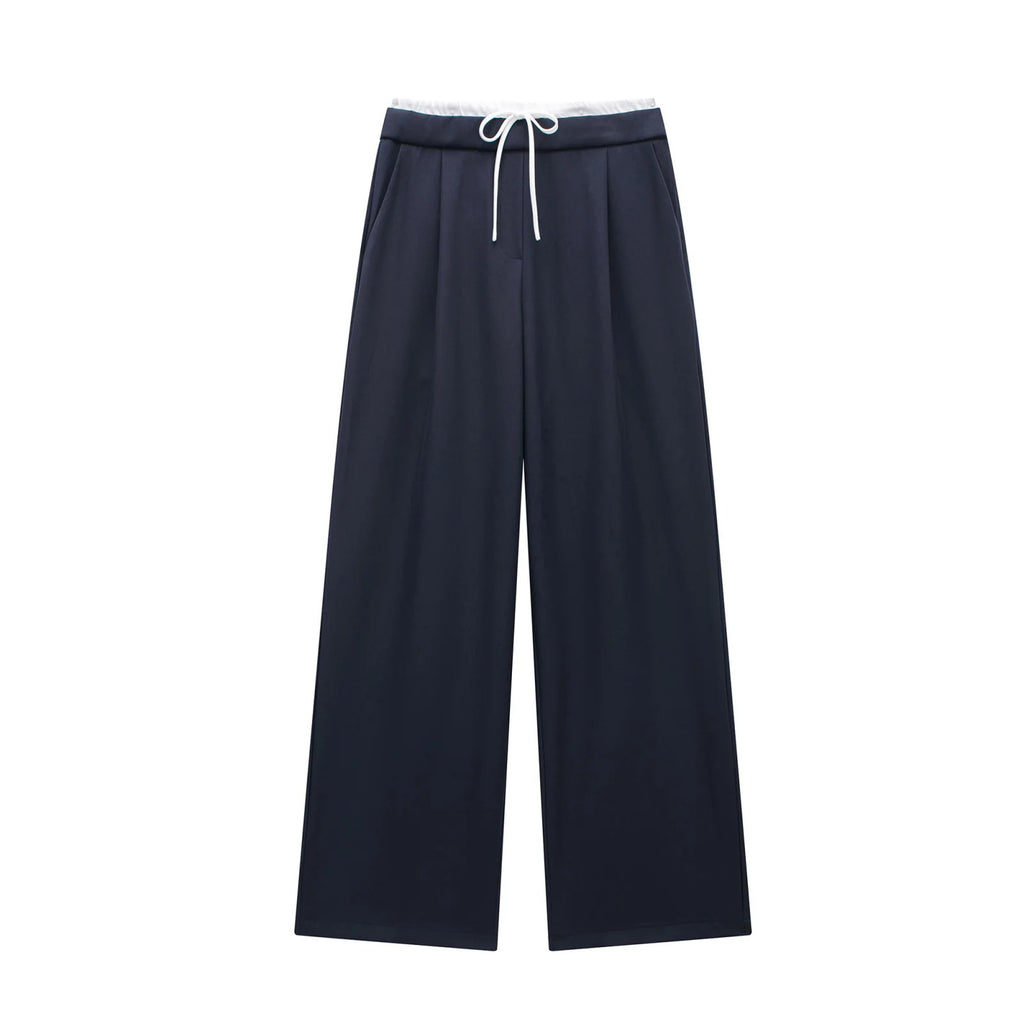 Hxao Pleated Wide-Leg Lace-Up Trousers