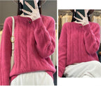 Feminino 100% lã merino camisola o pescoço manga longa cashmere malhas pulôver aliselect moda outono inverno roupas topos