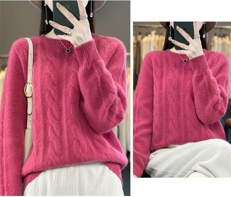 Feminino 100% lã merino camisola o pescoço manga longa cashmere malhas pulôver aliselect moda outono inverno roupas topos