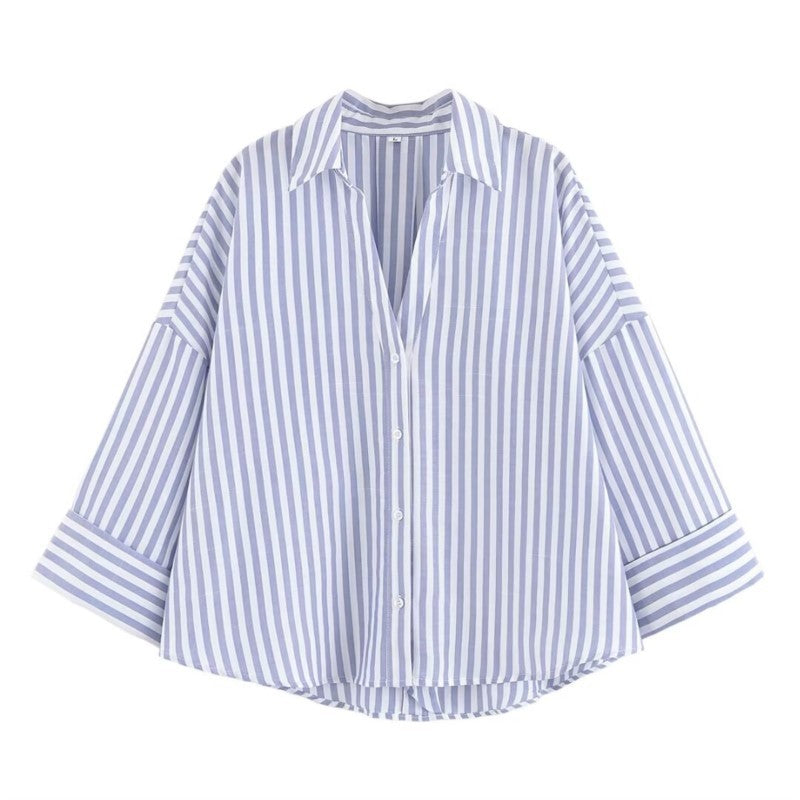 Camisa de Manga Larga HipSeam para Mulheres, Primavera, Com Barra Assimétrica e Botões, Camisas Simples com Gola Johnny