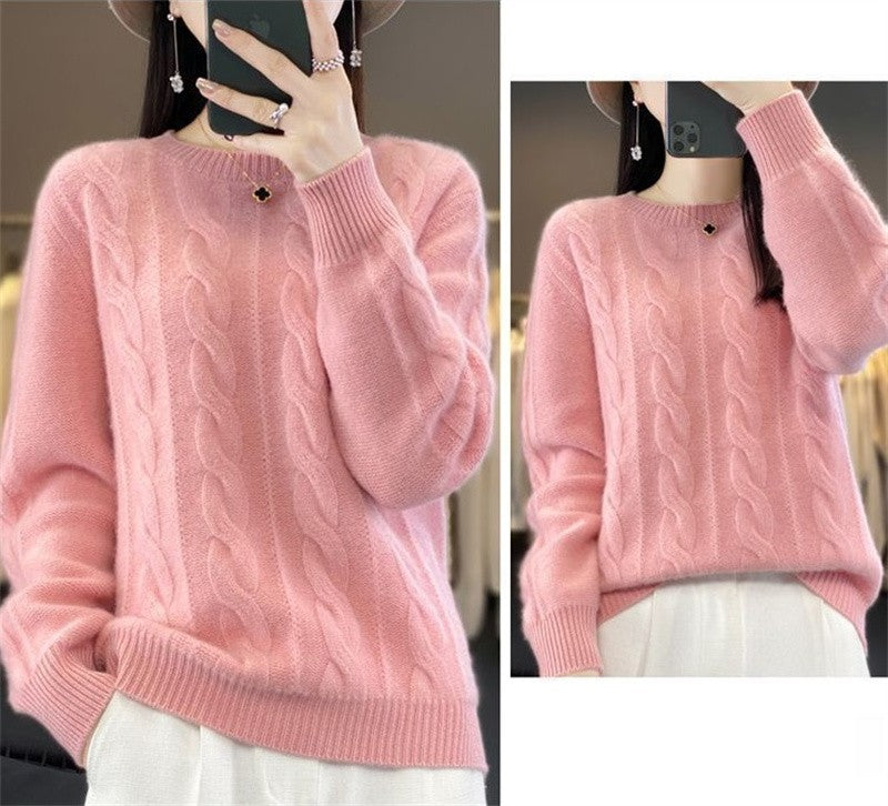 Feminino 100% lã merino camisola o pescoço manga longa cashmere malhas pulôver aliselect moda outono inverno roupas topos