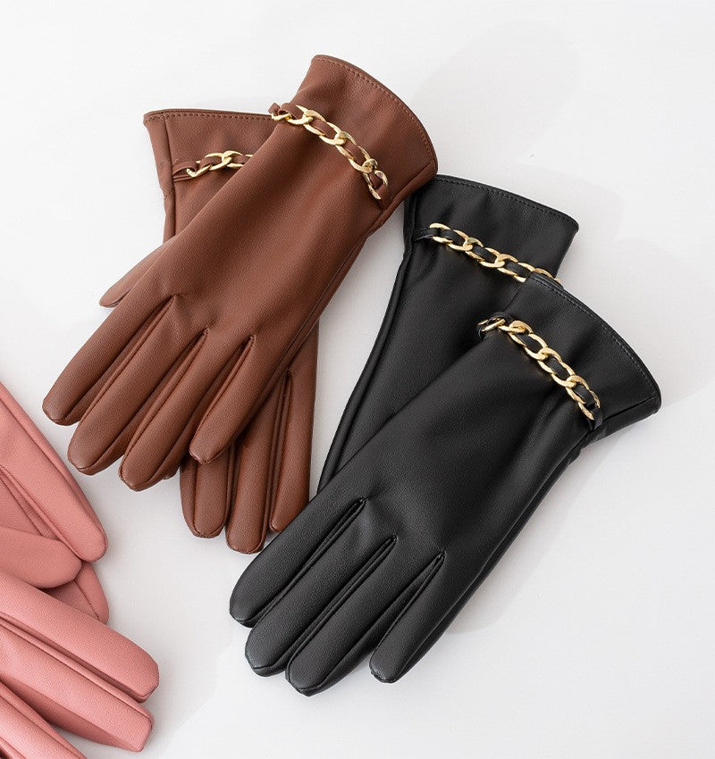 Camille Chain-Detail Touchscreen Gloves