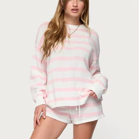 Sloane Striped Knit Shorts Set