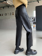 Seoulish Faux Leather Wide-Leg Pants