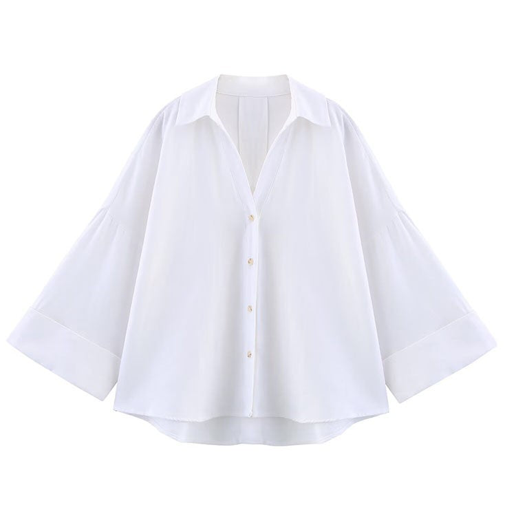 Camisa de Manga Larga HipSeam para Mulheres, Primavera, Com Barra Assimétrica e Botões, Camisas Simples com Gola Johnny
