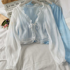 Mimi Lace Bow Ruffle Sun-Protection Cardigan